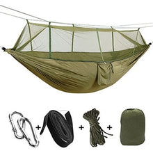 Load image into Gallery viewer, Portable Outdoor Army Green Net Hammock