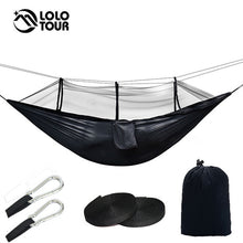 Load image into Gallery viewer, Portable Outdoor Army Green Net Hammock