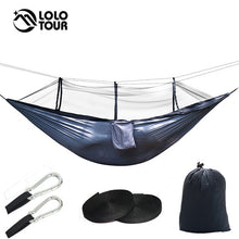 Load image into Gallery viewer, Portable Outdoor Army Green Net Hammock