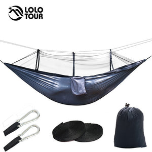 Portable Outdoor Army Green Net Hammock