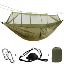 Load image into Gallery viewer, Portable Outdoor Army Green Net Hammock