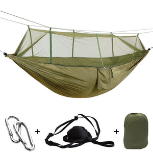 Portable Outdoor Army Green Net Hammock